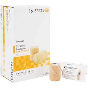 McKesson Cohesive Bandages, Non-Sterile, Compression Bandage, 3 in x 5 yd, 1 Count, 24 Packs, 24 Total