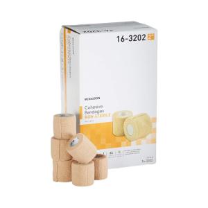 McKesson Cohesive Bandages, Non-Sterile, Contains Latex, 2 in x 5 yds, 1 Count, 36 Packs, 36 Total