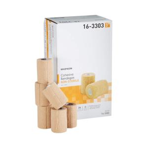 McKesson Cohesive Bandages, Non-Sterile, Contains Latex, 3 in x 5 yds, 1 Count, 24 Packs, 24 Total