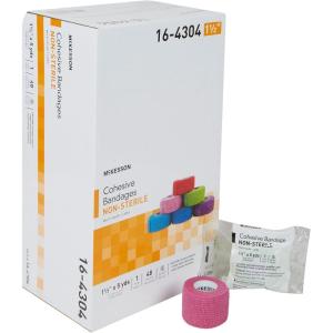McKesson Cohesive Bandages, Non-Sterile, Latex, Multi-Color, 1 1/2 in x 5 yd, 1 Count, 48 Packs, 48 Total