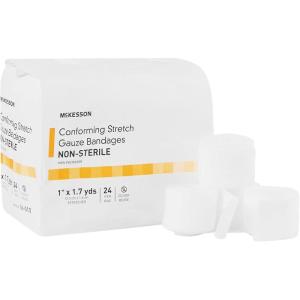 McKesson Conforming Stretch Gauze Bandages, Non-Sterile, 4 in x 4 1/10 yds, 12 Count(1 Inch X 1-7/10 Yard ( 96 ct))