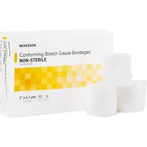 McKesson Conforming Stretch Gauze Bandages, Non-Sterile, 4 in x 4 1/10 yds, 12 Count(2 Inch X 4-1/10 Yard ( 96 ct))