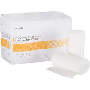 McKesson Conforming Stretch Gauze Bandages, Non-Sterile, 4 in x 4 1/10 yds, 12 Count(4 Inch X 4-1/10 Yard ( 12 ct))