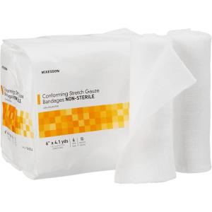 McKesson Conforming Stretch Gauze Bandages, Non-Sterile, 4 in x 4 1/10 yds, 12 Count(6 Inch X 4-1/10 Yard ( 48 ct))