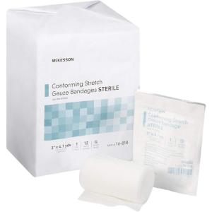 McKesson Conforming Stretch Gauze Bandages, Sterile, 4 in x 4 1/10 yd, 12 Count(12 Count (Pack of 1))
