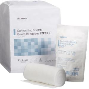 McKesson Conforming Stretch Gauze Bandages, Sterile, 4 in x 4 1/10 yd, 12 Count(4″ x 4.1 yd  12 Count)
