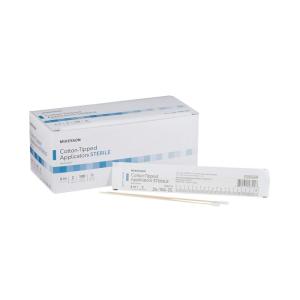 McKesson Cotton Tipped Applicator, 6 in [2000 Count] Long Sterile Medical Swabs, Individually Wrapped, Wood Shaft, 2 Per Pouch, 1000 Packs