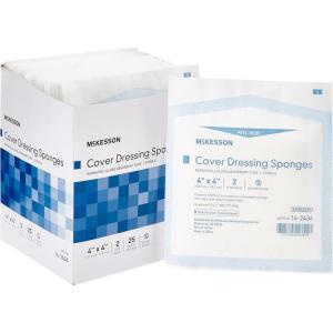 McKesson Cover Dressing Sponges, Sterile, Non-Woven/Rayon/Cellulose, 4 in x 4 in, 2 per Pack, 600 Packs, 1200 Total
