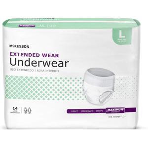 McKesson Extended Wear Adult Incontinence Underwear. Maximum Absorbency, Unisex Bladder Leak Protection, Pull-On Style with Tear-Away Sides (Medium, 16, Count)(Large)