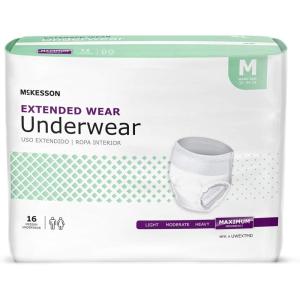 McKesson Extended Wear Adult Incontinence Underwear. Maximum Absorbency, Unisex Bladder Leak Protection, Pull-On Style with Tear-Away Sides (Medium, 16, Count)(Medium)