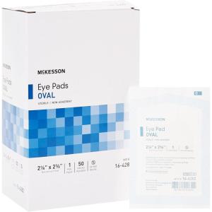 McKesson Eye Pads, Sterile, Oval, Non-Adherent, 2 1/8 in x 2 5/8 in, 50 Count, 12 Packs, 600 Total