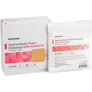 McKesson Hydrocellular Foam Dressings, Non-Adhesive with Film Backing, Absorbent Wound Care Supplies – 4 in x 4 in, 10 Count, 10 Packs, 100 Total
