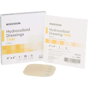McKesson Hydrocolloid Dressing, Sacral, Thin (10 Dressings) – Self-Adhesive Sterile Bandage, Waterproof Patch for Bed Sore, Mild Burn, Blister, Acne Care – 6 in x 7 in(4 x 4 Inch)