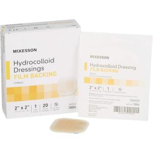 McKesson Hydrocolloid Dressing, Sterile, Sacral, Film Backing (5 Dressings) – Self-Adhesive Sterile Bandage, Waterproof Patch for Bed Sore, Mild Burn, Blister, Acne Care – 6 in x 7 in(2 x 2 Inch)