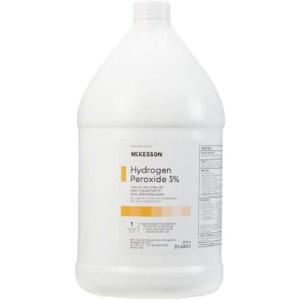 McKesson Hydrogen Peroxide 3%, 1 Gallon [Pack of 4] Bulk, Topical Solution USP, First Aid Antiseptic, Oral Debriding Agent