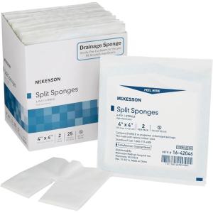 McKesson IV Gauze Pads 2×2 Inch Sterile Split Sponges (1400 Sponges, 20 Box Bulk) – Low-Lint Dressing for IV Sites, Injection Ports & Small Catheters – 2 per Pack(4×4 Inch)