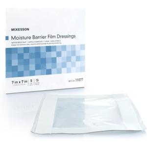 McKesson IV Site Barrier Protector, Clear, 7 in. x 7 in., [5 Count], Water-Resistant Adhesive Film, Single-Use Shower Cover for Dressings, Catheters, PICC Lines, Stomas, Dialysis, Incision Protection