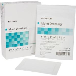 McKesson Island Dressing, Sterile, Polypropylene/Rayon, 4 in x 10 in, 25 Count, 1 Pack(6 X 8 Inch ( 25 ct))