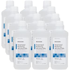 McKesson Isopropyl Rubbing Liquid Alcohol 70% [2 Count] USP First Aid Antiseptic, 16 oz(16 Fl Oz (Pack of 12))