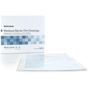 McKesson Moisture Barrier Film Dressings – Water-Resistant Wound Protector for Showering – 10 in x 12 in, 5 Count, 1 Pack