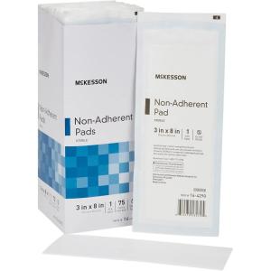 McKesson Non-Adherent Pads for Wounds, 2×3 Inch, 100 Count, Sterile Non-Stick Wound Dressing, Highly Absorbent, Painless Removal, Individually Wrapped(8×3 Inch)