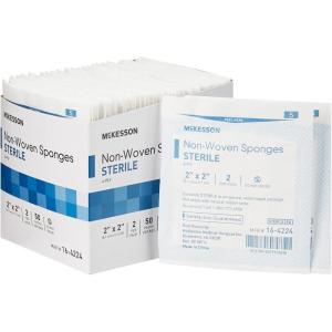 McKesson Non-Woven Sponges, Sterile, 4-Ply, Polyester/Rayon, 2 in x 2 in, 2 per Pack, 1500 Packs, 3000 Total(2×2 Inch (100 Count))