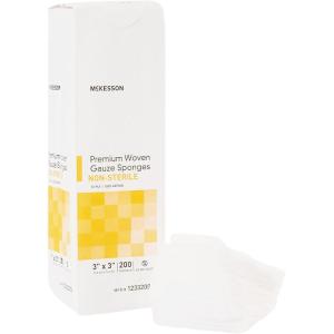 McKesson Premium Woven Gauze Sponges, Non-Sterile, 12-Ply, 100% Cotton, 2 in x 2 in, 200 per Pack, 40 Packs, 8000 Total(3 X 3 Inch ( 4000 Count ))