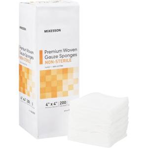 McKesson Premium Woven Gauze Sponges, Non-Sterile, 16-Ply, 100% Cotton, 4 in x 4 in, 200 per Pack, 1 Pack