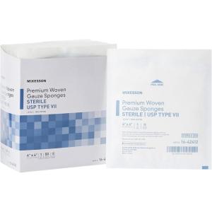 McKesson Premium Woven Gauze Sponges, Sterile, 12-Ply, USP Type VII, 100% Cotton, 4 in x 4 in, 1 per Pack, 50 Packs
