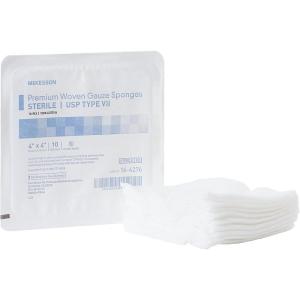 McKesson Premium Woven Gauze Sponges, Sterile, 16-Ply, USP Type VII, 100% Cotton, 4 in x 4 in, 10 per Pack, 72 Packs, 720 Total