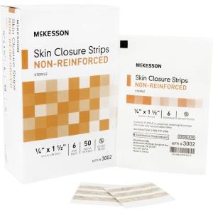 McKesson Skin Closure Adhesive Strips, Flexible Steri Strip for Wound Care, 1/4 in x 1 1/2 in, 50 Count