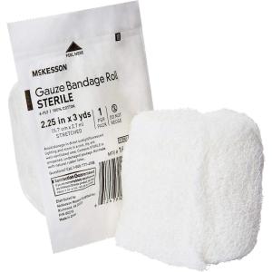 McKesson Sterile Gauze Roll Bandages, 6-ply Premium Medical Supplies & First Aid Supplies, Bandage Wrap Vet Wrap, 96 Pack, 3.4 in x 3.6 Yards(2.25″ x 3 yd (96 Count))