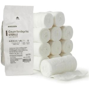 McKesson Sterile Gauze Roll Bandages, 6-ply Premium Medical Supplies & First Aid Supplies, Bandage Wrap Vet Wrap, 96 Pack, 3.4 in x 3.6 Yards(4.5″ x 4.1 yd (12 Count))