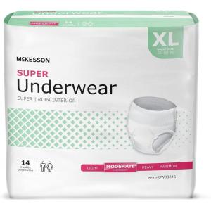 McKesson Super Adult Incontinence Underwear, [22 Count], Moderate Absorbency, Small, 20-34 in. Unisex Bladder Leak Protection, Pull-On Style with Tear-Away Sides, Postpartum and Incontinence Support(X-Large)
