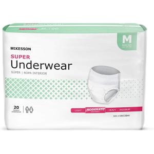 McKesson Super Adult Incontinence Underwear, [22 Count], Moderate Absorbency, Small, 20-34 in. Unisex Bladder Leak Protection, Pull-On Style with Tear-Away Sides, Postpartum and Incontinence Support(Medium)