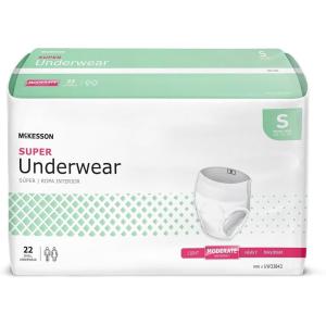 McKesson Super Adult Incontinence Underwear, [22 Count], Moderate Absorbency, Small, 20-34 in. Unisex Bladder Leak Protection, Pull-On Style with Tear-Away Sides, Postpartum and Incontinence Support(Small)