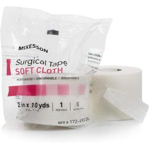 McKesson Surgical Tapes, Non-Sterile, Soft Cloth, Breathable, 2 in x 10 yd, 1 Roll, 12 Packs, 12 Total