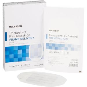 McKesson Transparent Film Dressing, Sterile, Frame Delivery, 2 3/8 in x 2 3/4 in, 100 Count, 1 Pack(4 x 4.75 Inch (200 Count))