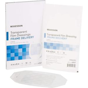 McKesson Transparent Film Dressing, Sterile, Frame Delivery, 2 3/8 in x 2 3/4 in, 100 Count, 1 Pack(6 x 8 Inch (80 Count))