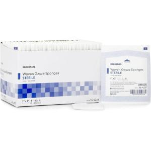 McKesson Woven Gauze Sponges, Sterile, 12-Ply, 100% Cotton, (4 X 4 Inch (50 ct))(2 X 2 Inch (2400 ct))