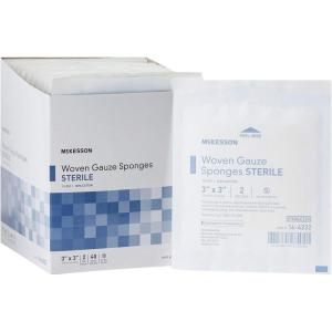 McKesson Woven Gauze Sponges, Sterile, 12-Ply, 100% Cotton, 4 in x 4 in, 2 per Pack, 600 Packs, 1200 Total(3×3 Inch (1200 Count))