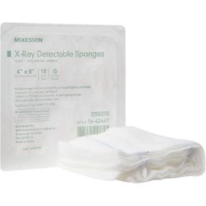 McKesson X-Ray Detectable Sponge, Sterile, 16-Ply, 4 in x 8 in, 10 per Pack, 80 Packs, 800 Total