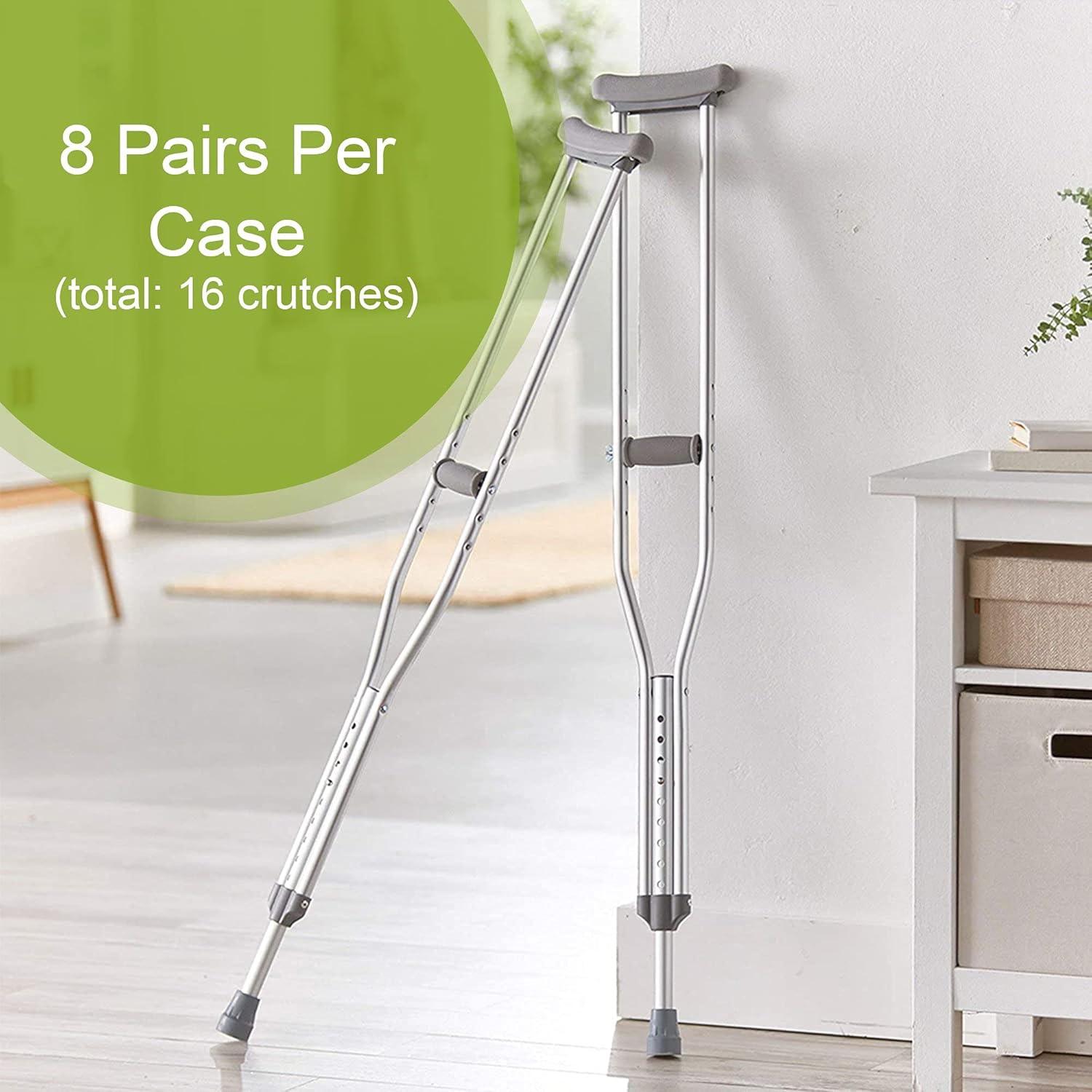 image:imageMcKesson Aluminum Frame Push Button Underarm Crutches for Adults 350 lb Limit 8 Pairs
