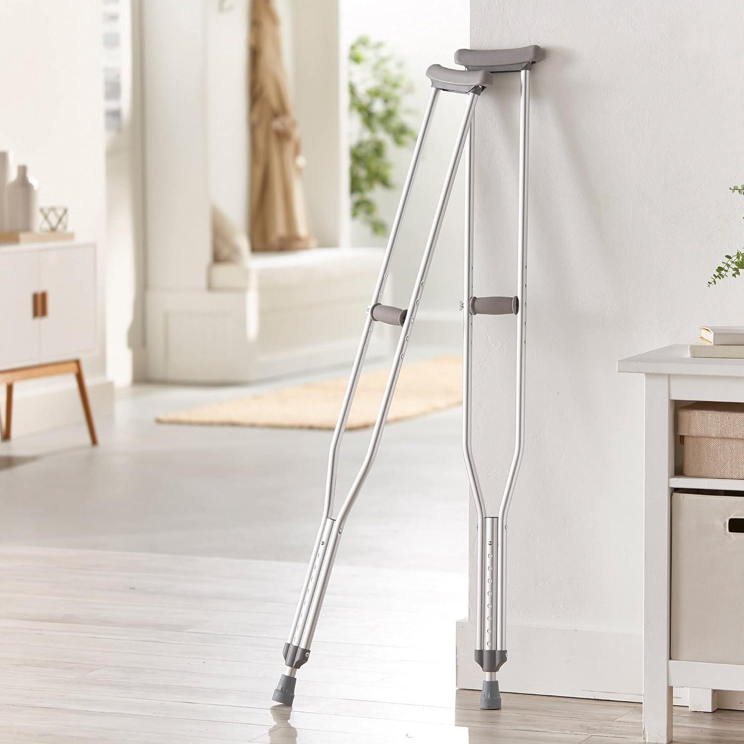 image:imageMcKesson Aluminum Frame Push Button Underarm Crutches for Tall Adults 350 lb Limit 1 Pair