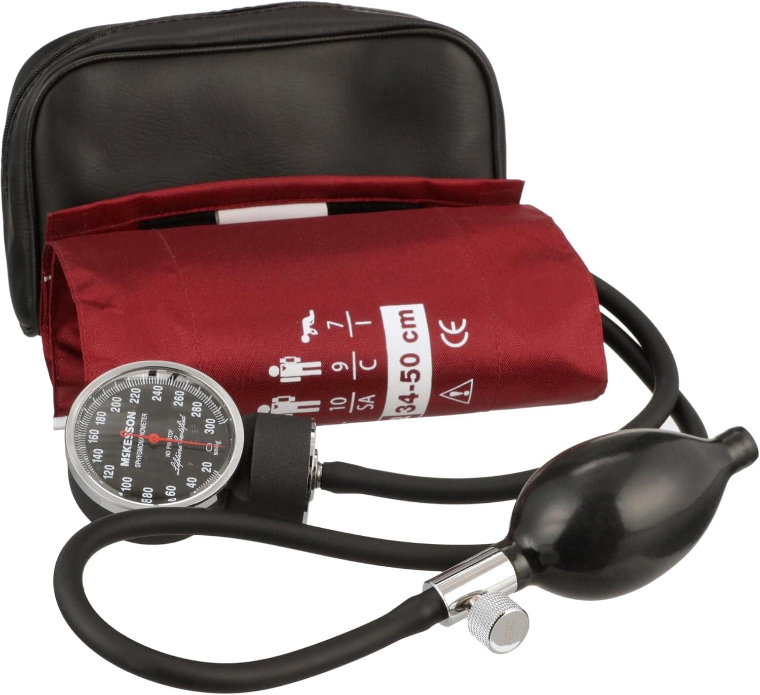 image:imageMcKesson Aneroid Sphygmomanometer Manual Blood Pressure Cuff Monitor with Carrying Case Cuff 3450 cm Burgundy 2 CountLarge Adult Cuff 3450 cm 2 Count