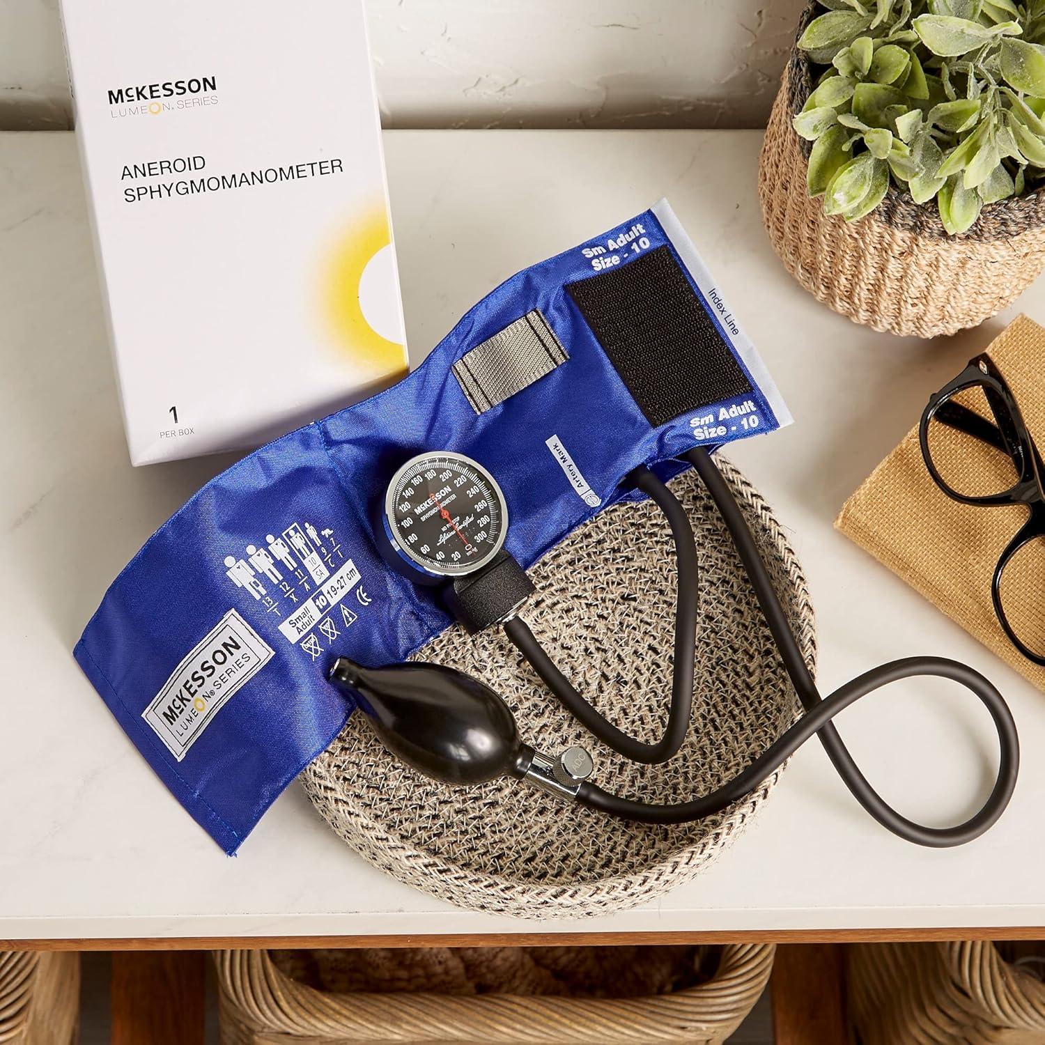image:imageMcKesson Aneroid Sphygmomanometer Manual Blood Pressure Cuff Monitor with Carrying Case Cuff 3450 cm Burgundy 2 CountSmall Adult Cuff 1927 cm 2 Count