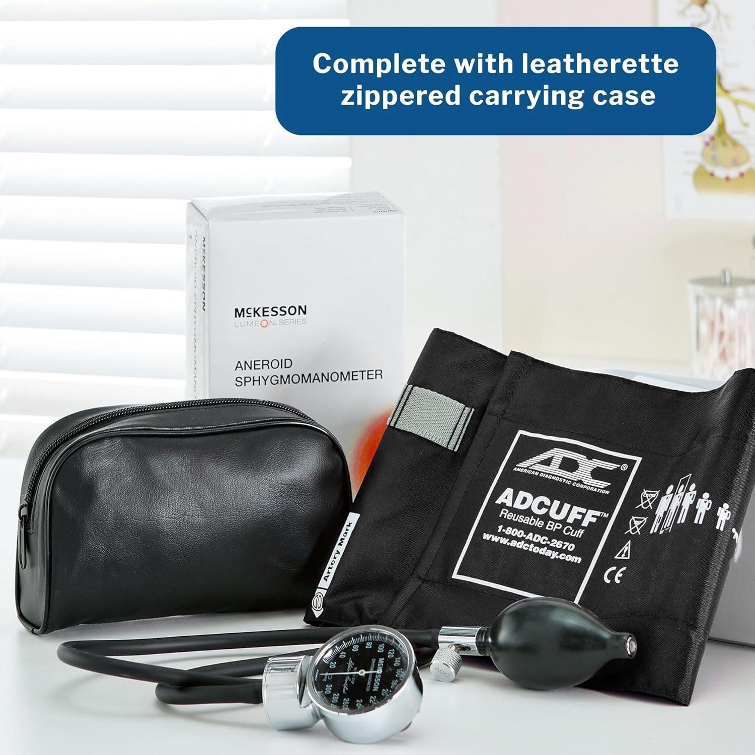 image:imageMcKesson Aneroid Sphygmomanometer Manual Blood Pressure Cuff Monitor with Carrying Case Pocket Size Cuff 2340 cm Black 20 CountAdult Cuff 2340 cm 1 Count