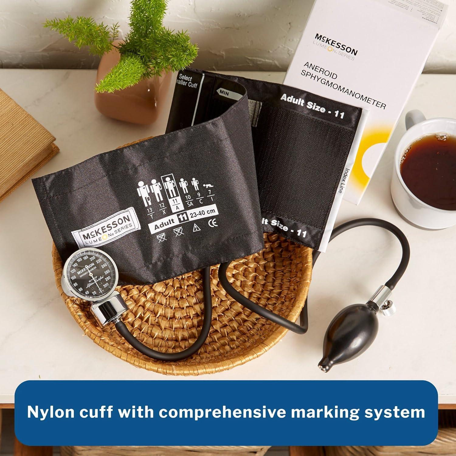 image:imageMcKesson Aneroid Sphygmomanometer Manual Blood Pressure Cuff Monitor with Carrying Case Pocket Size Cuff 2340 cm Black 20 CountAdult Cuff 2340 cm 20 Count