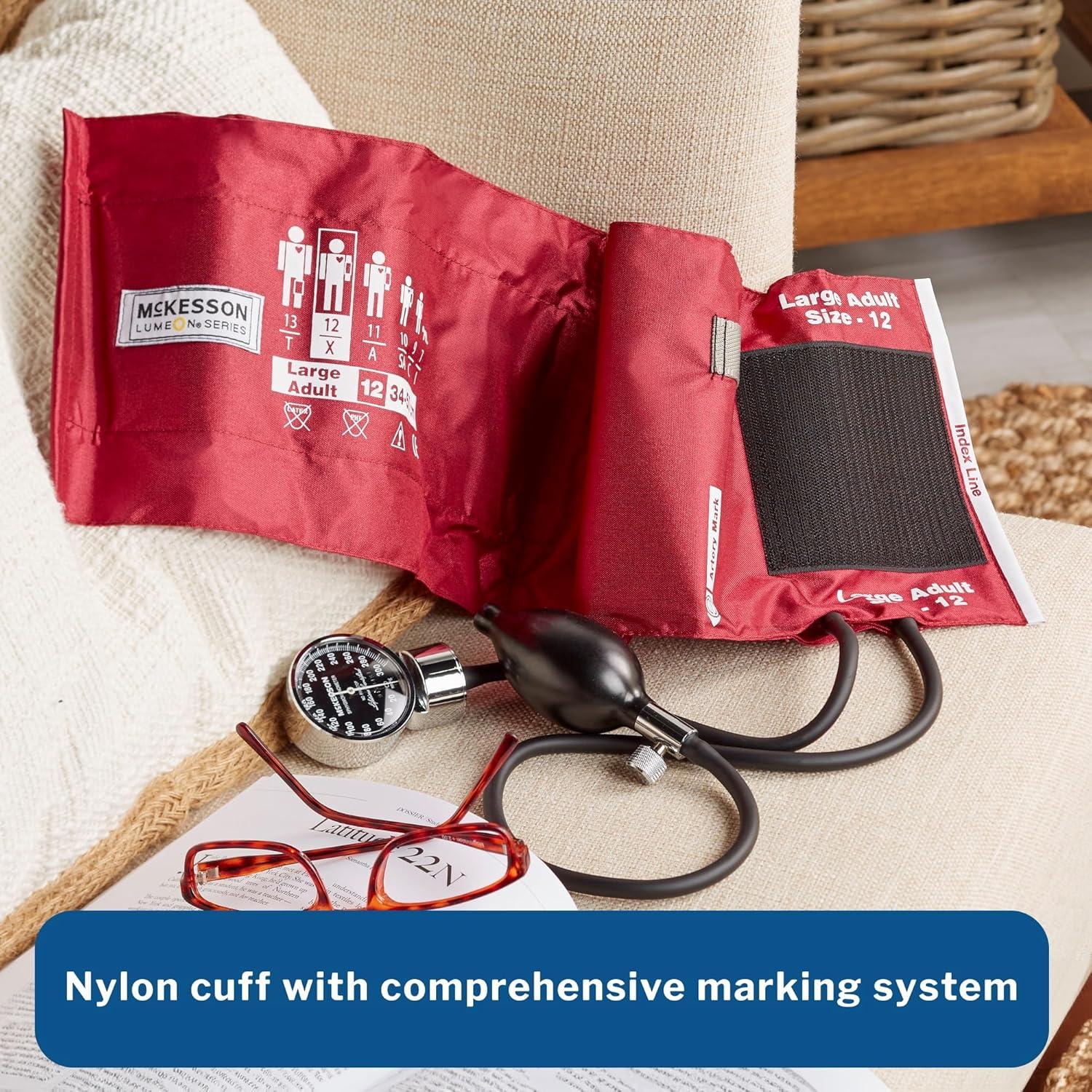 image:imageMcKesson Aneroid Sphygmomanometer Manual Blood Pressure Cuff Monitor with Carrying Case Pocket Size Cuff 2340 cm Black 20 CountLarge Adult Cuff 1 Count