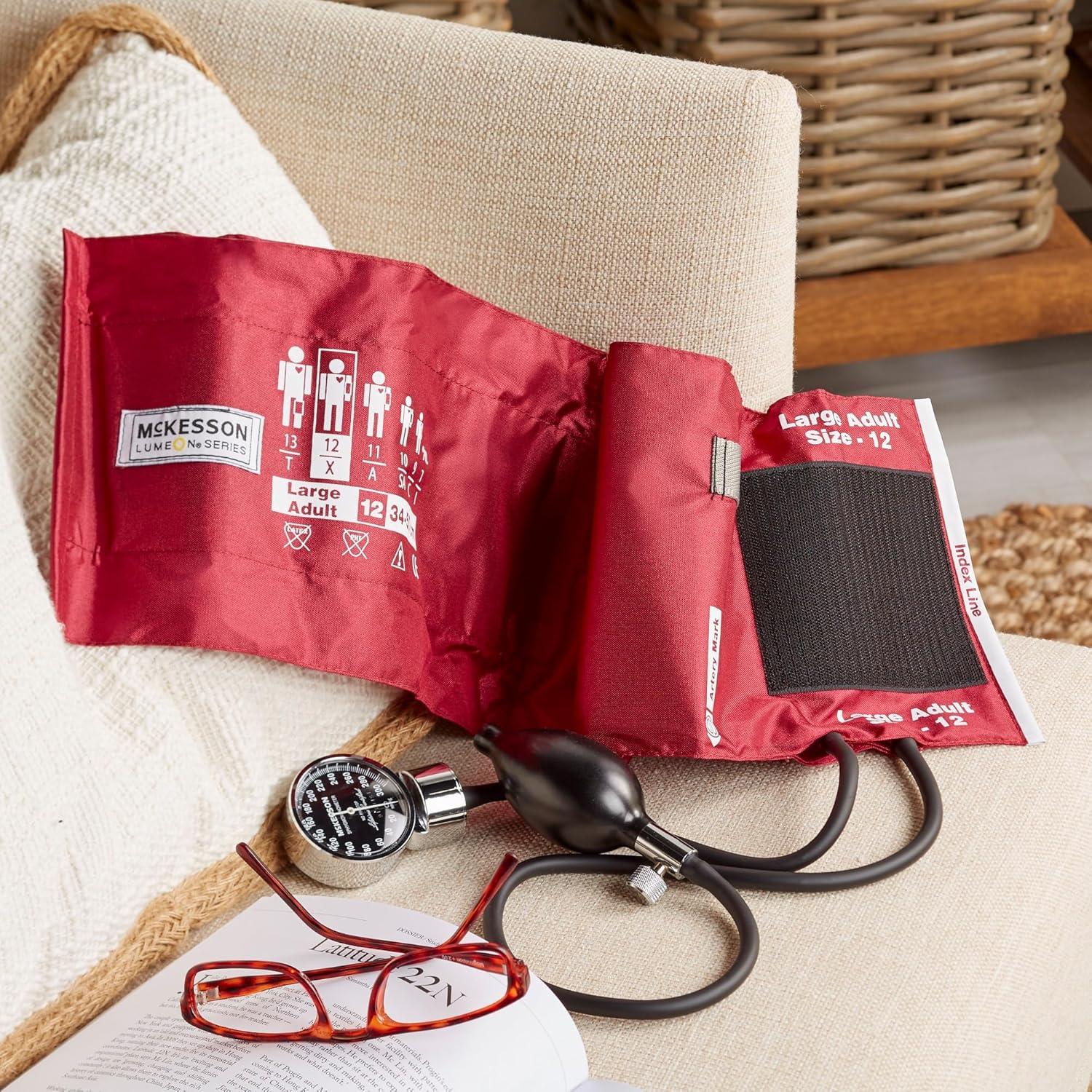 image:imageMcKesson Aneroid Sphygmomanometer Manual Blood Pressure Cuff Monitor with Carrying Case Pocket Size Cuff 2340 cm Black 20 CountLarge Adult Cuff 1 Count